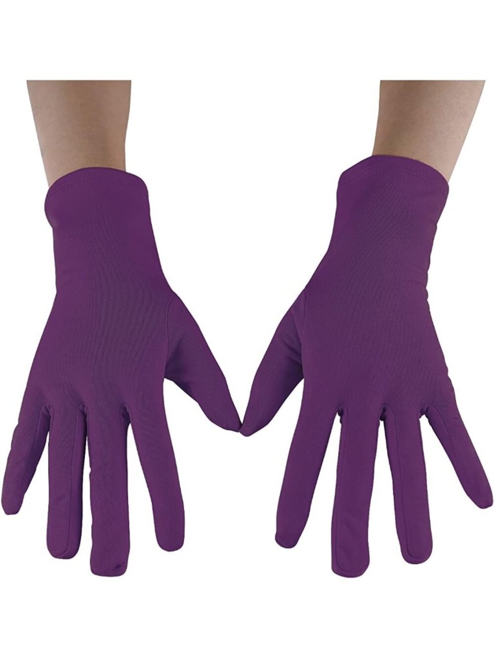 Women's Purple Full Finger Pull On Wrist Length Cuff Cotton Hand Liner Gloves